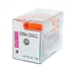 Реле промежуточное ERM4-024DCL, 4 перекидных контакта, красный LED, 24B DC